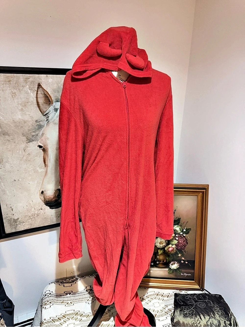 American Rag Red Hooded Romper Size Medium Like New
